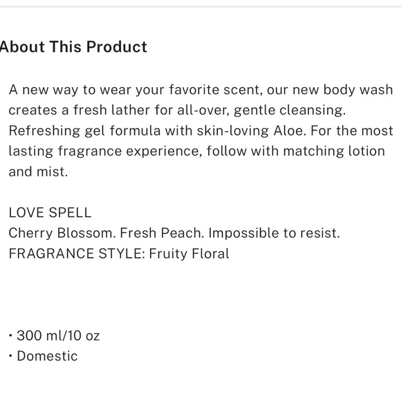 VS LOVE SPELL REFRESHING GEL BODY WASH NWT - Picture 3 of 3